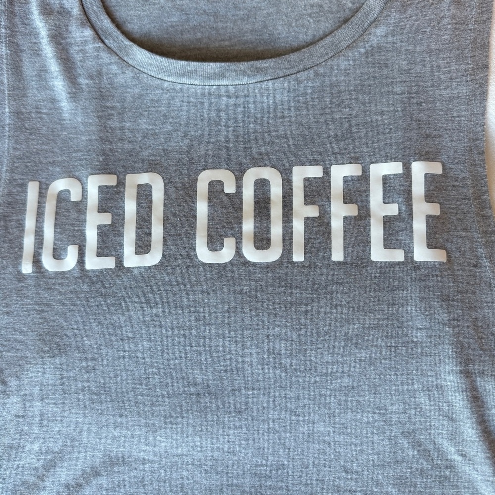 Beat the heat in this ICED COFFEE tank. Size medium by Private Party. ☕️ 🧊 😎